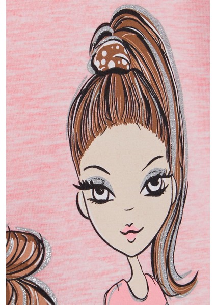 Kız Çocuk Uzun Kollu Tişört Kız Bakılı 4-9 Yaş, Somon Melanj fırsatları