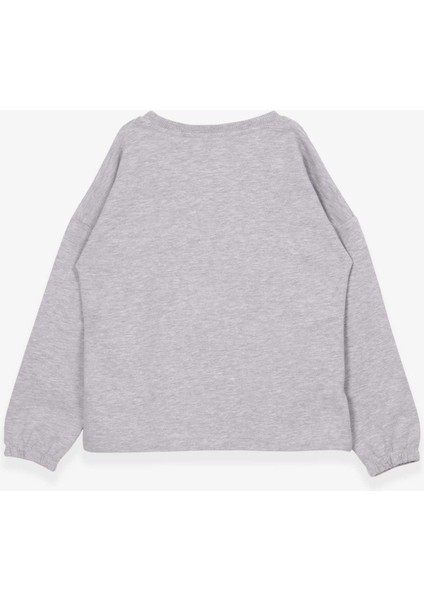 Kız Çocuk Uzun Kollu Tişört Portre Kız Baskılı 10-14 Yaş, Gri Melanj fiyatları