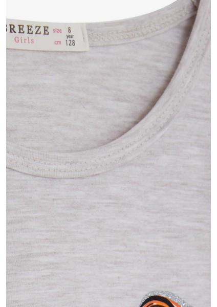 Kız Çocuk Uzun Kollu Tişört Kız Bakılı 4-9 Yaş, Bej Melanj modelleri