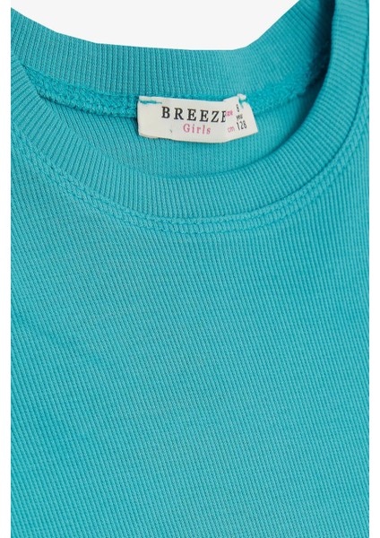 Kız Çocuk Tişört Yanları Büzgülü 8-14 Yaş, Mint Yeşili modelleri