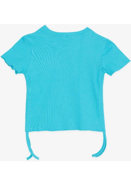Kız Çocuk Tişört Yanları Büzgülü 8-14 Yaş, Turkuaz fiyatları