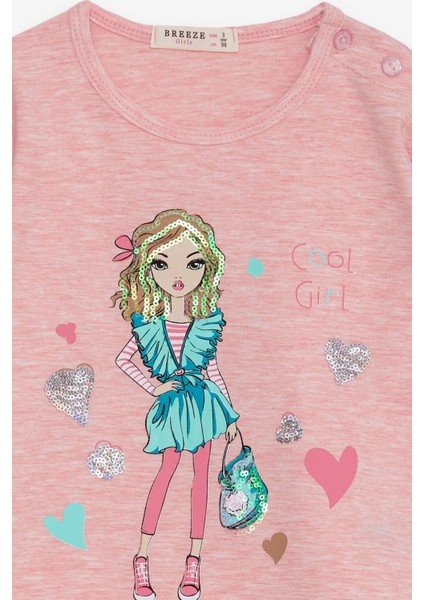 Kız Çocuk Uzun Kollu Tişört Havalı Kız Baskılı 1.5-5 Yaş, Somon Melanj modelleri
