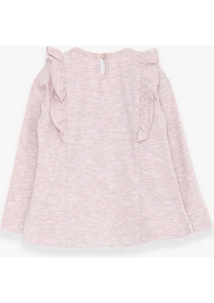 Kız Çocuk Uzun Kollu Tişört Güpürlü Fırfırlı 3-8 Yaş, Bej Melanj fiyatları