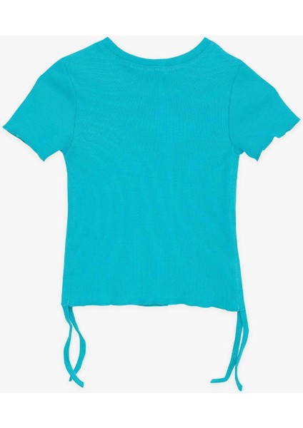 Kız Çocuk Tişört Yanları Büzgülü 8-14 Yaş, Turkuaz fiyatları