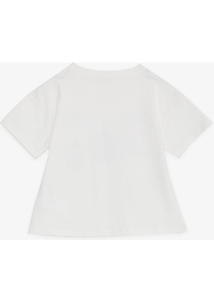 Kız Çocuk Crop Tişört Mutluluk Temalı 8-14 Yaş, Ekru fiyatları