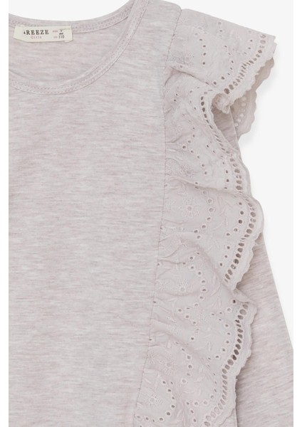 Kız Çocuk Bluz Güpürlü 5-10 Yaş, Bej Melanj modelleri