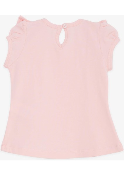 Kız Bebek Tişört Fırfırlı Nakışlı Güpürlü 6 Ay-2 Yaş, Pembe