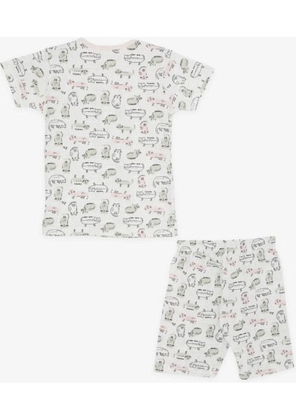 Kız Bebek Pijama Takımı Renkli Kedicik Desenli 9 Ay-3 Yaş, Beyaz fiyatları