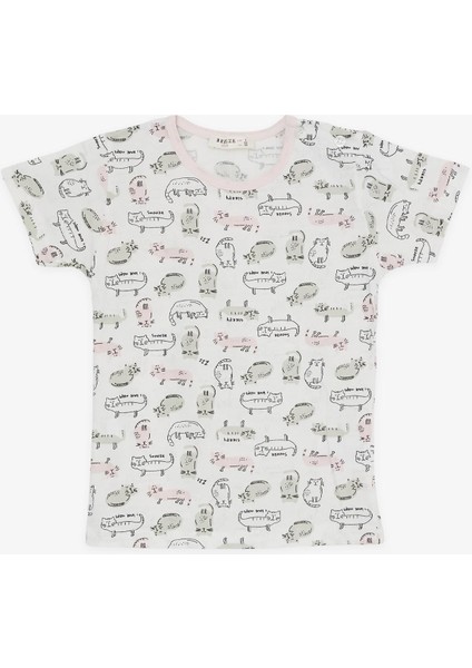 Kız Bebek Pijama Takımı Renkli Kedicik Desenli 9 Ay-3 Yaş, Beyaz modelleri