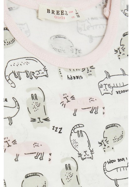 Kız Bebek Pijama Takımı Renkli Kedicik Desenli 9 Ay-3 Yaş, Beyaz indirimleri