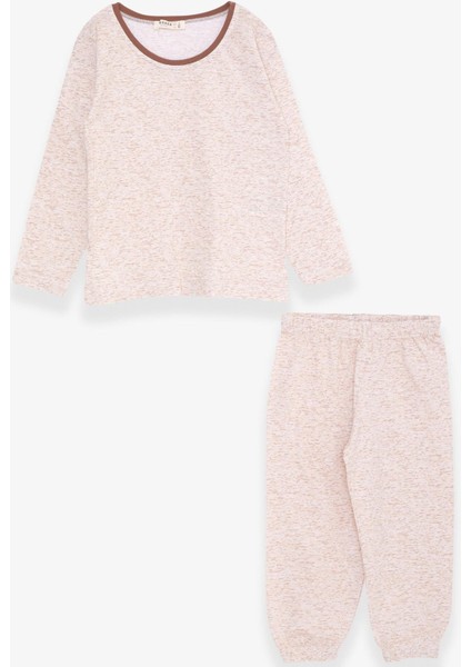 Kız Bebek Pijama Takımı Desenli 9 Ay-3 Yaş, Bej Melanj