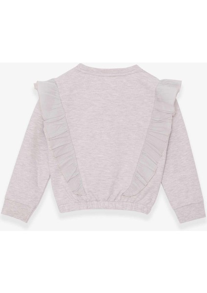 Kız Çocuk Sweatshirt Beli Lastikli 4-8 Yaş, Bej Melanj fiyatları