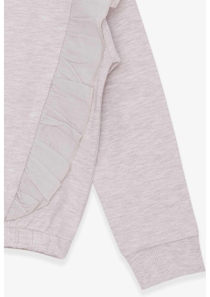 Kız Çocuk Sweatshirt Beli Lastikli 4-8 Yaş, Bej Melanj fırsatları