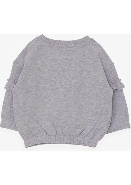Kız Çocuk Sweatshirt Okul Temalı 1-4 Yaş, Gri Melanj