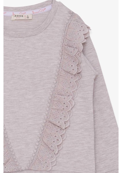 Kız Çocuk Sweatshirt Güpürlü 4-9 Yaş, Bej Melanj modelleri