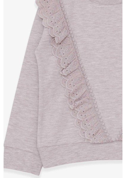 Kız Çocuk Sweatshirt Güpürlü 4-9 Yaş, Bej Melanj fırsatları
