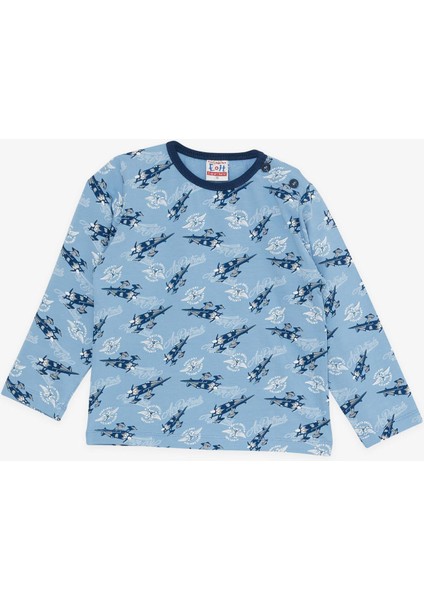 Girls & Boys Erkek Bebek Pijama Takımı Uçak Desenli 9 Ay-3 Yaş, Mavi