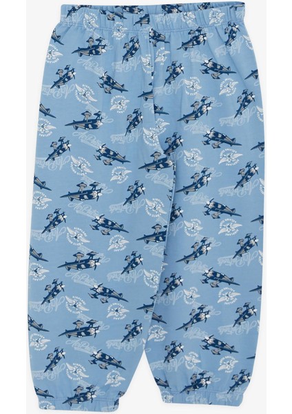 Girls & Boys Erkek Bebek Pijama Takımı Uçak Desenli 9 Ay-3 Yaş, Mavi