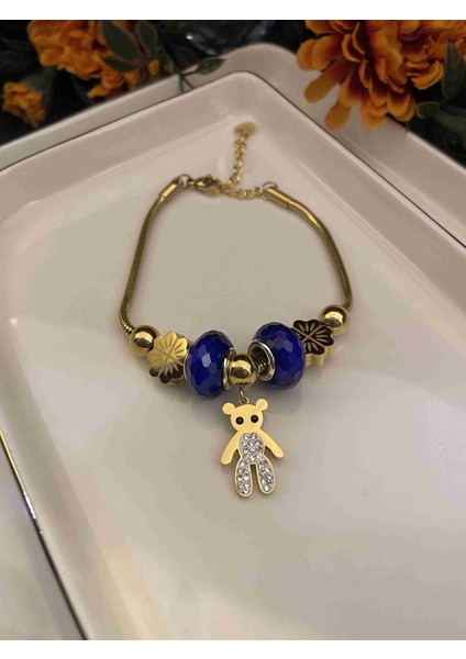 Aksesuarr Çarşısı Aksesuar Çarşısı Ayıcık Tasarımlı Gold Charm Bileklik