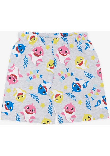 Kız Bebek Pijama Takımı Renkli Köpekbalığı Desenli 9 Ay-3 Yaş, Açık Gri Melanj