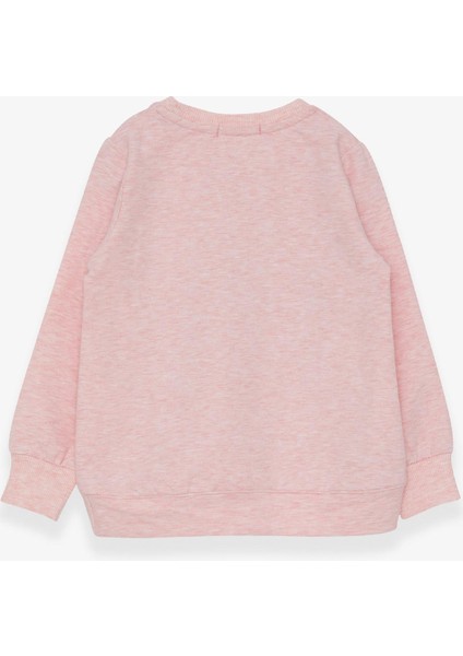 Kız Çocuk Sweatshirt Pullu Kız Baskılı 3-8 Yaş, Somon Melanj