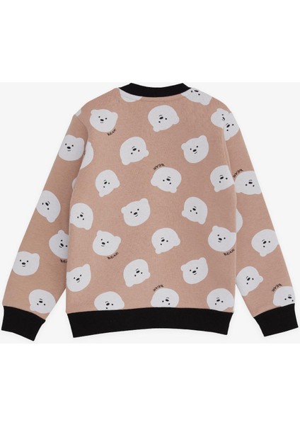 Kız Çocuk Sweatshirt Ayıcık Desenli 1.5-5 Yaş, Bej