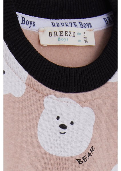 Kız Çocuk Sweatshirt Ayıcık Desenli 1.5-5 Yaş, Bej