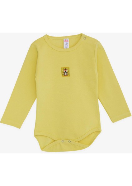 Erkek Bebek Çıtçıtlı Zıbın Body Aslancık Baskılı 9 Ay-3 Yaş, Sarı