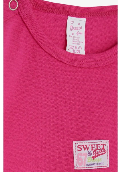 Kız Bebek Çıtçıtlı Zıbın Body Yazı Baskılı 9 Ay-3 Yaş, Fuşya modelleri