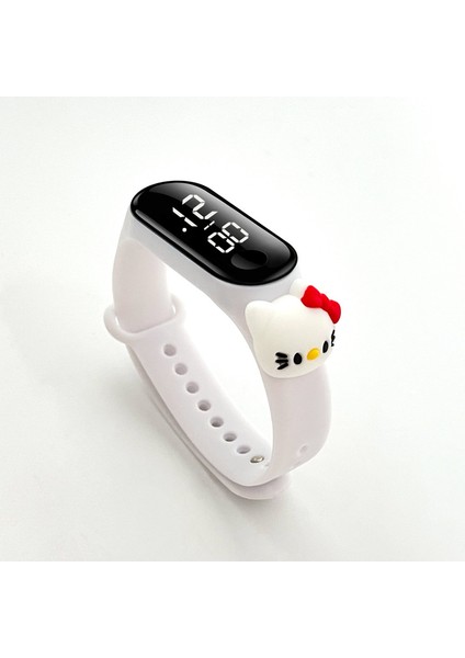 Hello Kitty Figürlü LED Dokunmatik Ekranlı Su Geçirmez Dijital Çocuk ve Genç Kol Saati (Akıllı Değiller)