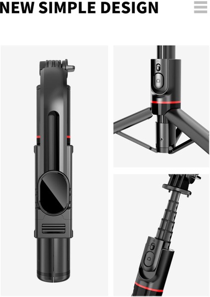 L12 Işıklı Selfie Çubuğu 3 Renk Uzaktan Kumandalı 116 cm Tripod Özçekim Alüminyum