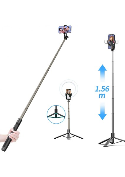 Q6 Hp-t08 Katlanabilir Çok Fonksiyonlu Selfie Tripod Vlog Uzaktan Kumandalı 4 In 1 Android Ios
