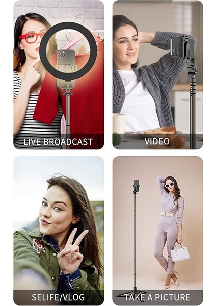 Q6 Hp-t08 Katlanabilir Çok Fonksiyonlu Selfie Tripod Vlog Uzaktan Kumandalı 4 In 1 Android Ios