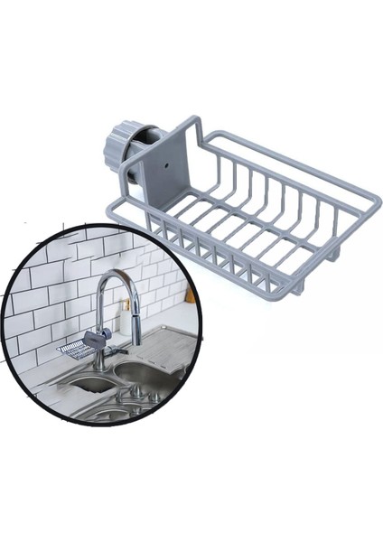 Patrisha Musluk Organizeri Mutfak Banyo Duş Gri