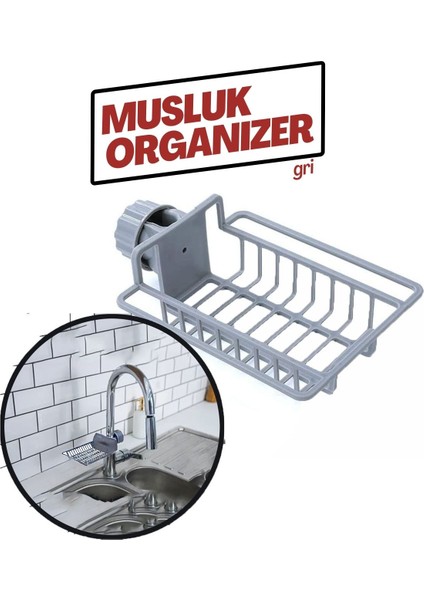 Patrisha Musluk Organizeri Mutfak Banyo Duş Gri fiyatları