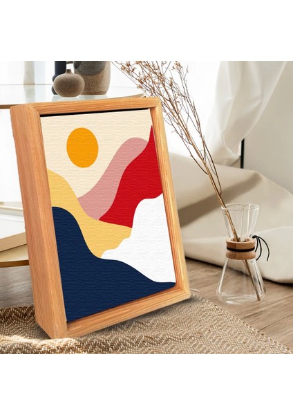 Sayılarla Minimalist Ahşap Çerçeveli Tablo Setleri 21 X 27 Cm Tuval Şasesine Gerili Dağ Manzarası