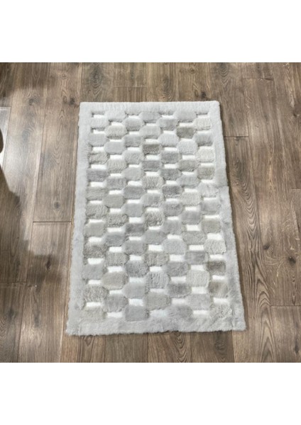 Gri Renk Parçalı Peluş Halı 240 x 340 cm