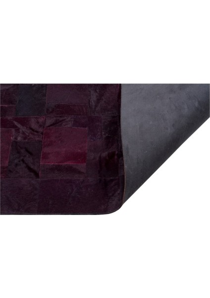 Bordo Renkli Dana Derisi Patchwork Halı 200 x 300 cm modelleri