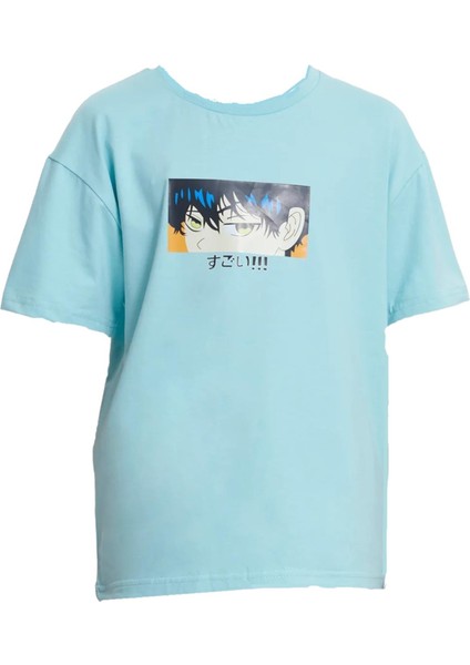 Erkek Çocuk Çift Taraf Anime Desenli Tişört Mint fiyatları