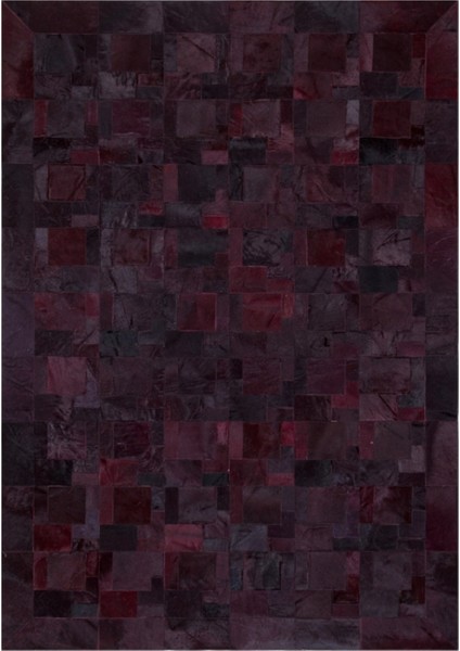 Bordo Renkli Dana Derisi Patchwork Halı 80 x 150 cm