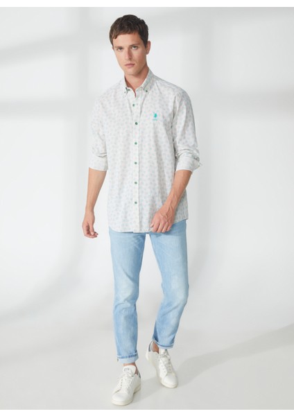 Comfort Fit Düğmeli Yaka Yeşil Erkek Gömlek Urtıpa modelleri