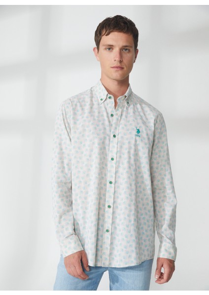 Comfort Fit Düğmeli Yaka Yeşil Erkek Gömlek Urtıpa fırsatları