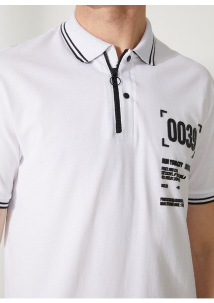 Polo Yaka Beyaz Erkek T-Shirt GU23MSS03041