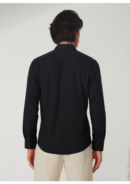 Slim Fit Klasik Yaka Düz Siyah Erkek Gömlek GM1007100538 indirimleri