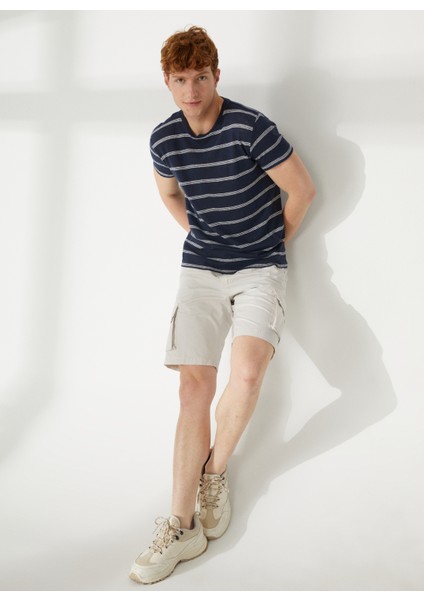 Normal Bel Slim Fit Taş Erkek Bermuda Şort Fmellısstone