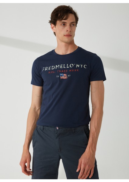 Bisiklet Yaka Mavi Erkek T-Shirt FM23S23TGBLUE fiyatları