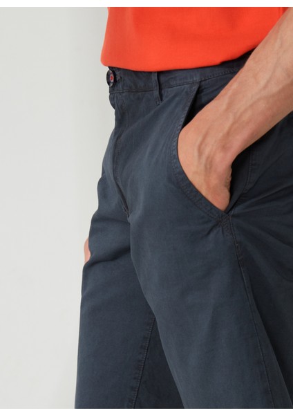 Normal Bel Slim Fit Mavi Erkek Bermuda Şort Fmsohoblue