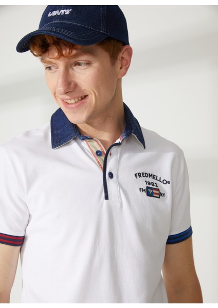 Fred Mello Beyaz Erkek Polo T-Shirt FM23S23QCWHITE