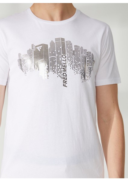 Bisiklet Yaka Beyaz Erkek T-Shirt FM23S39TGWHITE fırsatları