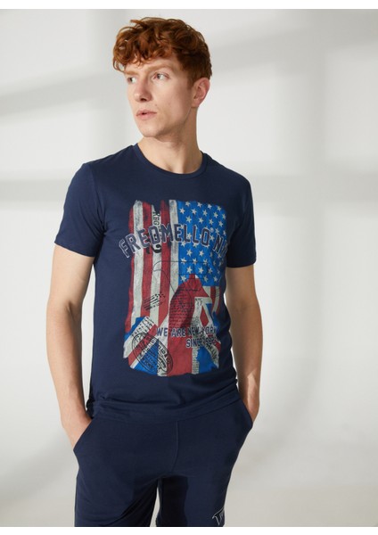 Bisiklet Yaka Mavi Erkek T-Shirt FM23S24TGBLUE fiyatları